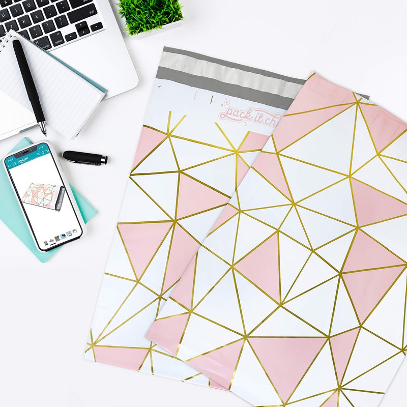 Pack It Chic - 10X13 (100 Pack) Mosaic Triangle Poly Mailer Envelope Plastic Custom Mailing & Shipping Bags - Self Seal - Image 5